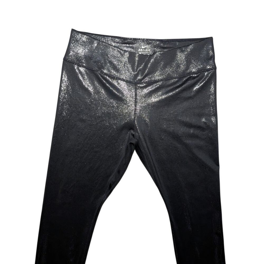 Nike Dri-FIT Women's Black Sparkle Holographic Metallic Knit Leggings Size XL - Picture 5 of 8